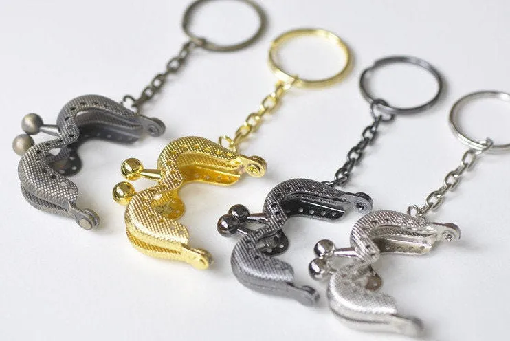 5pcs - 4cm (1 1/2") Mini Purse Frame Coin Purse Frame With Key Chain Pick Color