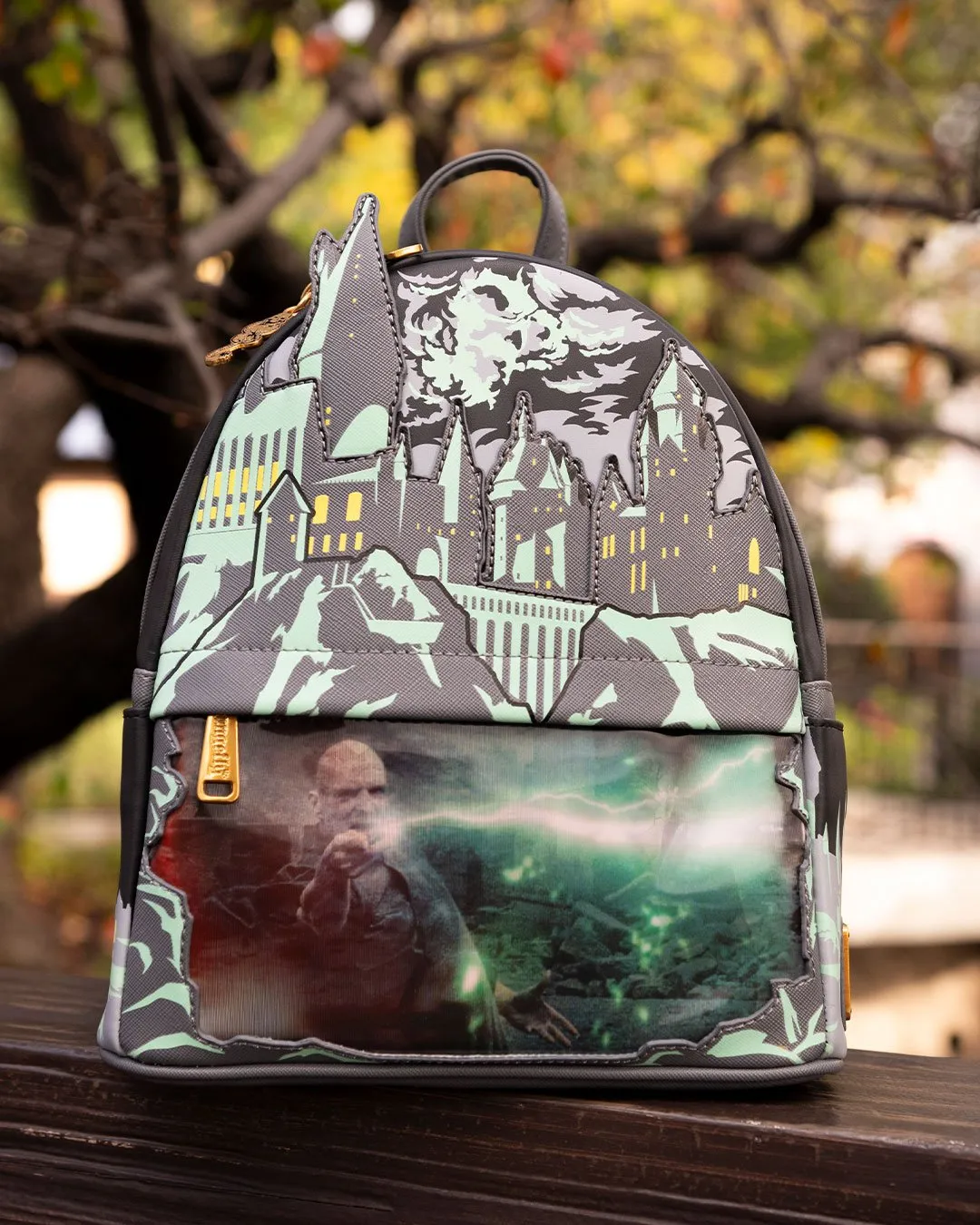 707 Street Exclusive - Loungefly Harry Potter Glow in the Dark Battle of Hogwarts Lenticular Mini Backpack