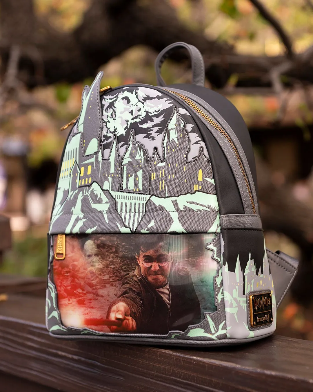 707 Street Exclusive - Loungefly Harry Potter Glow in the Dark Battle of Hogwarts Lenticular Mini Backpack