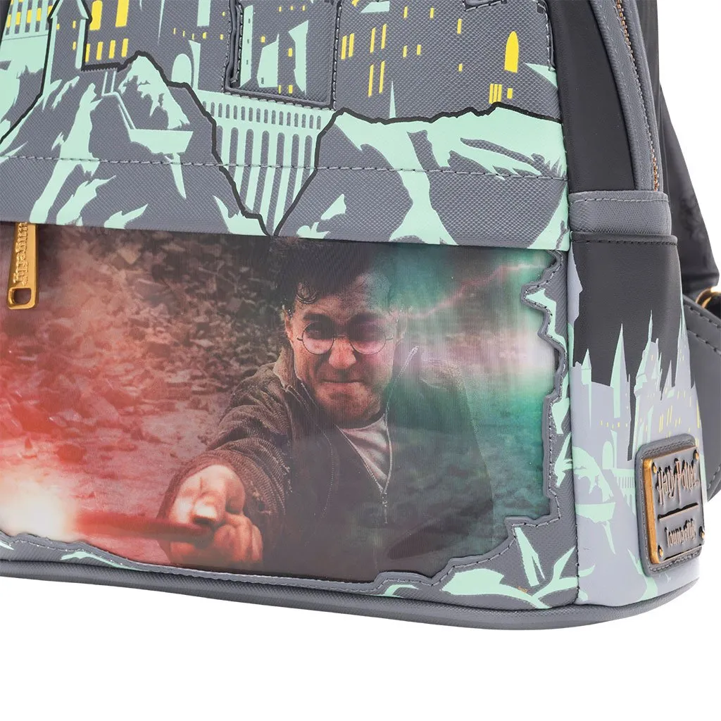 707 Street Exclusive - Loungefly Harry Potter Glow in the Dark Battle of Hogwarts Lenticular Mini Backpack