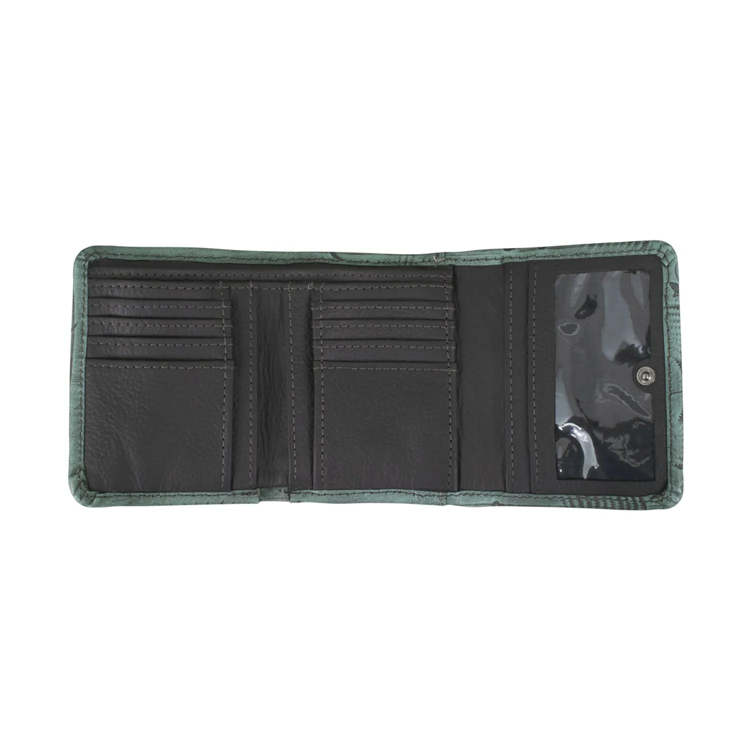American West Small Black Leather Trifold Wallet