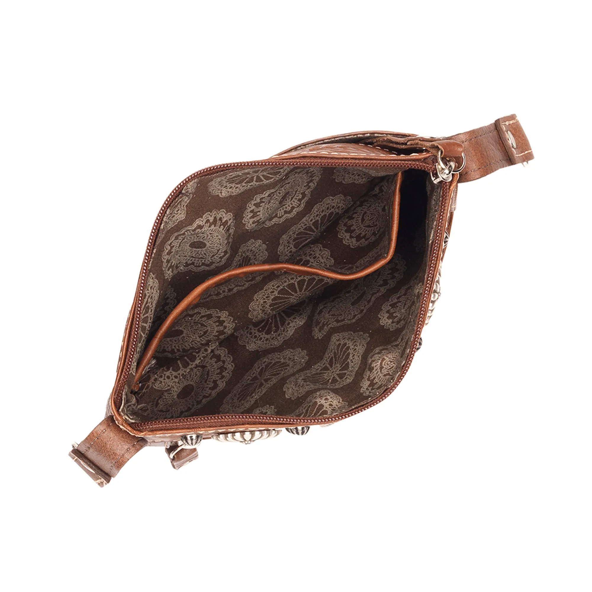 American West Trail Rider Natural Tan Leather Hip Crossbody Bag