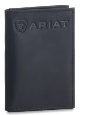 Ariat Black Embossed Logo Trifold Wallet