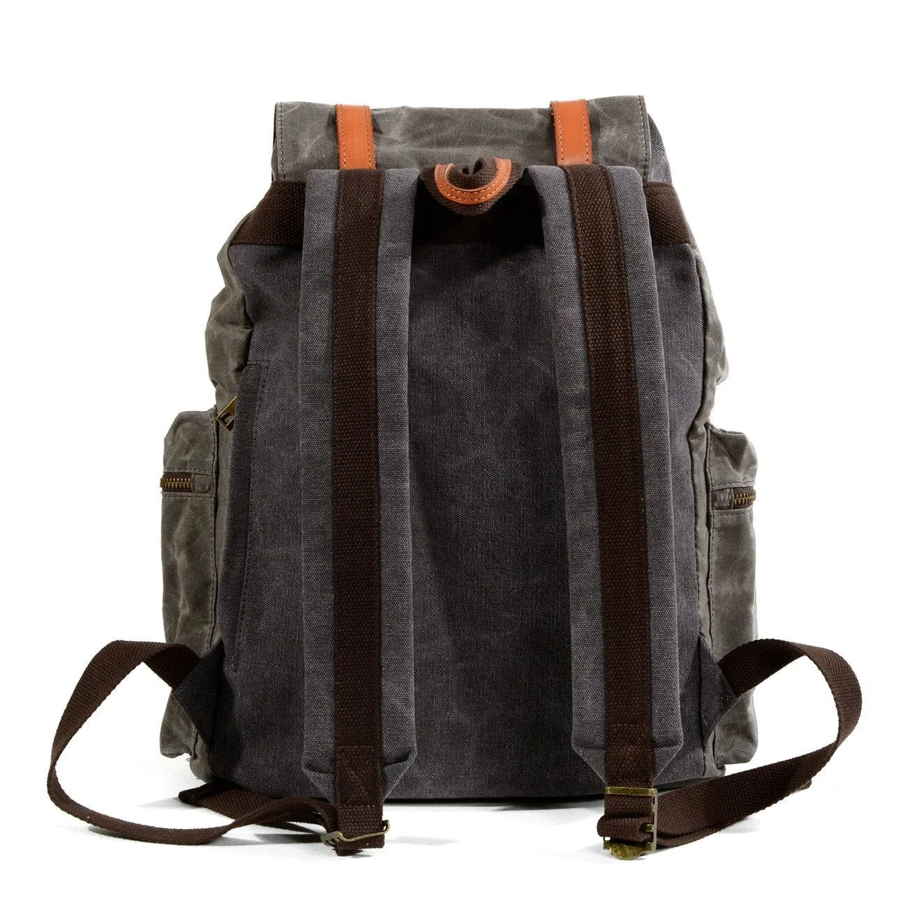 Black and Brown Waterproof Canvas Leather Backpack