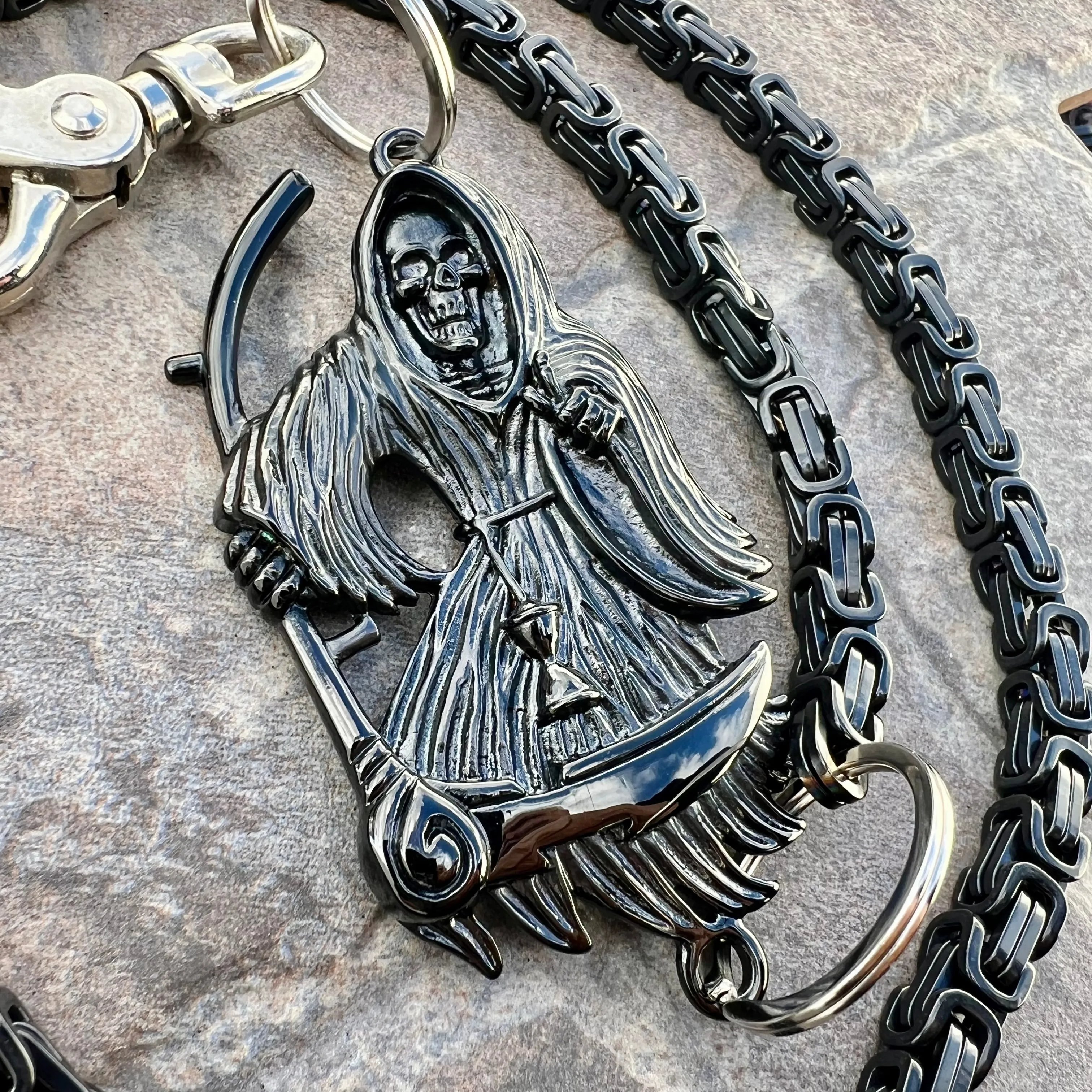 Black Grim Reaper Wallet Chain - Black Daytona Heritage - WC17H