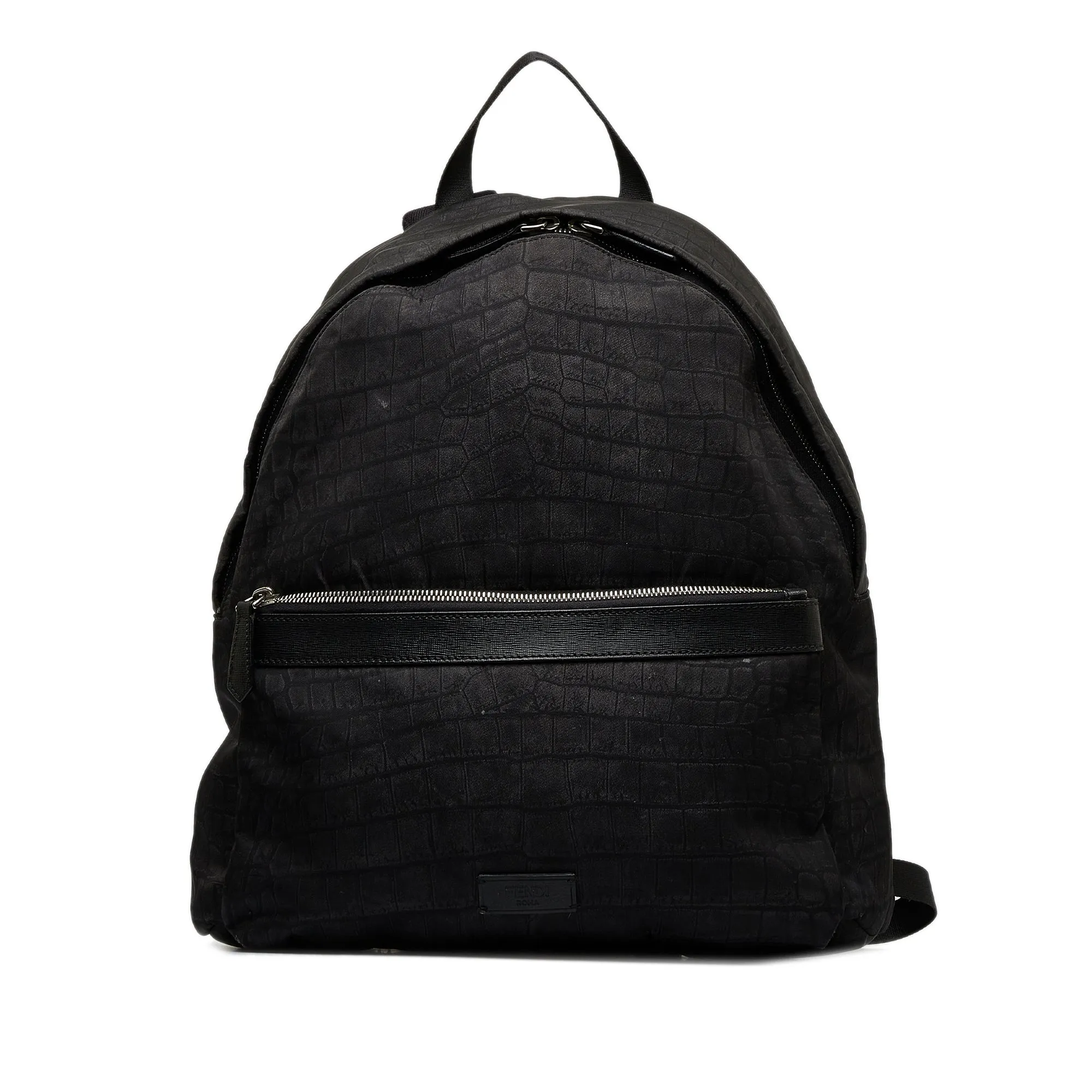 FENDI Croc Embossed Nylon Backpack
