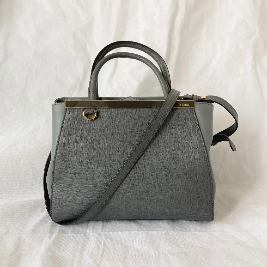 Fendi Grey Leather Small 2Jours Tote