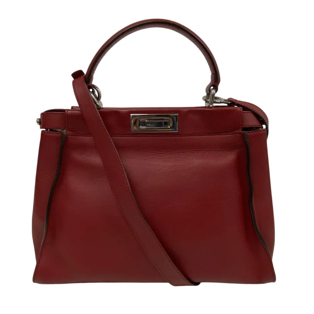 FENDI Handbag 8BN290 leather Red Peek-a-boo regular
