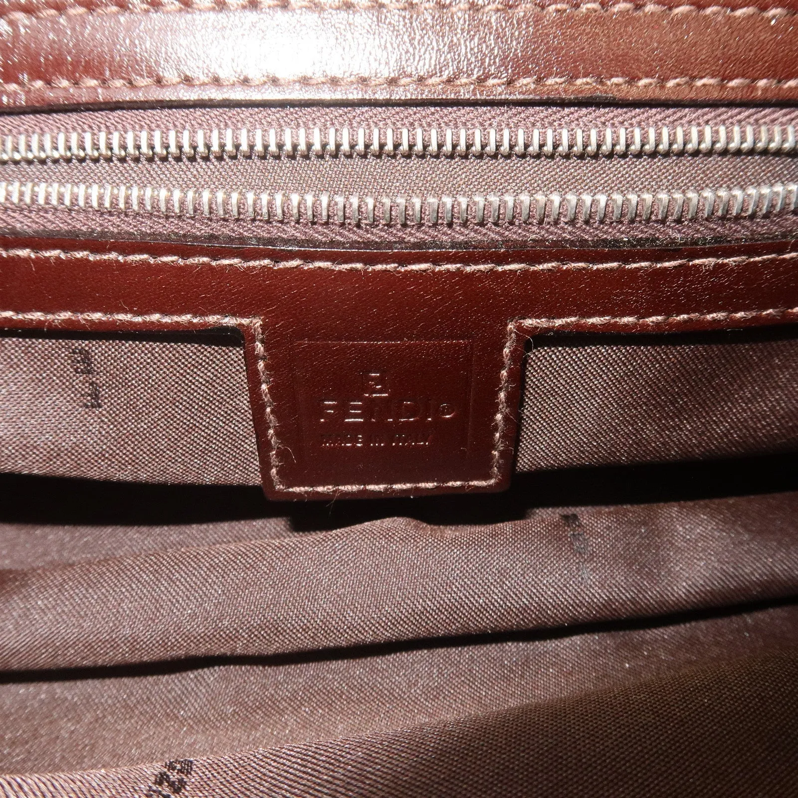 FENDI Zucca Canvas Leather Shoulder Bag Brown Black 16115