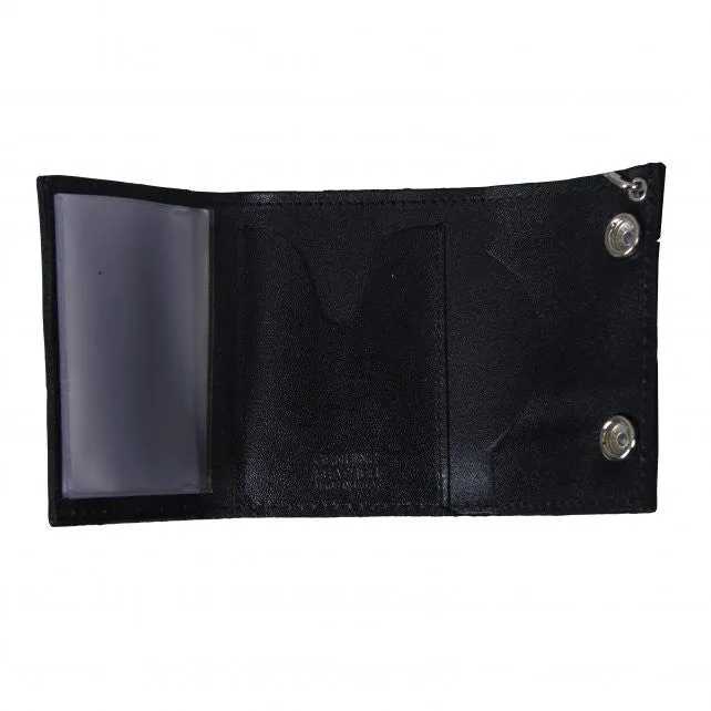 Hot Leathers Spade Skull & Pistols Leather Wallet w/ Chain American Made USA