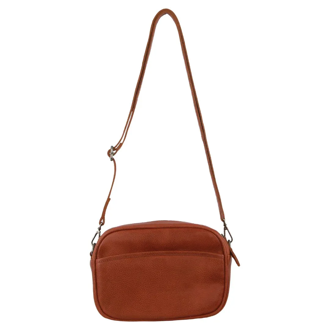 Milleni Nappa Leather Crossbody Bag/Clutch - Cognac