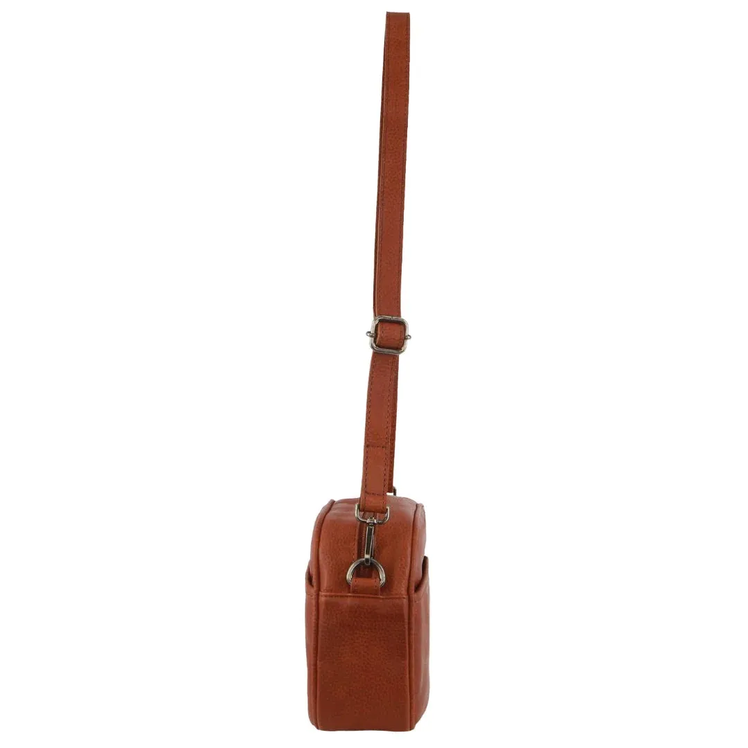Milleni Nappa Leather Crossbody Bag/Clutch - Cognac