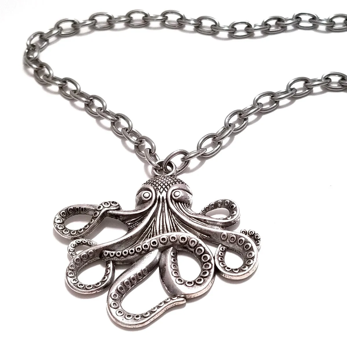 Octopus Pendant, Extra Large, Antique Silver, Lead Free, Nickel Free, 55x58mm, Lot Size 5 Pendants, #2028 AS