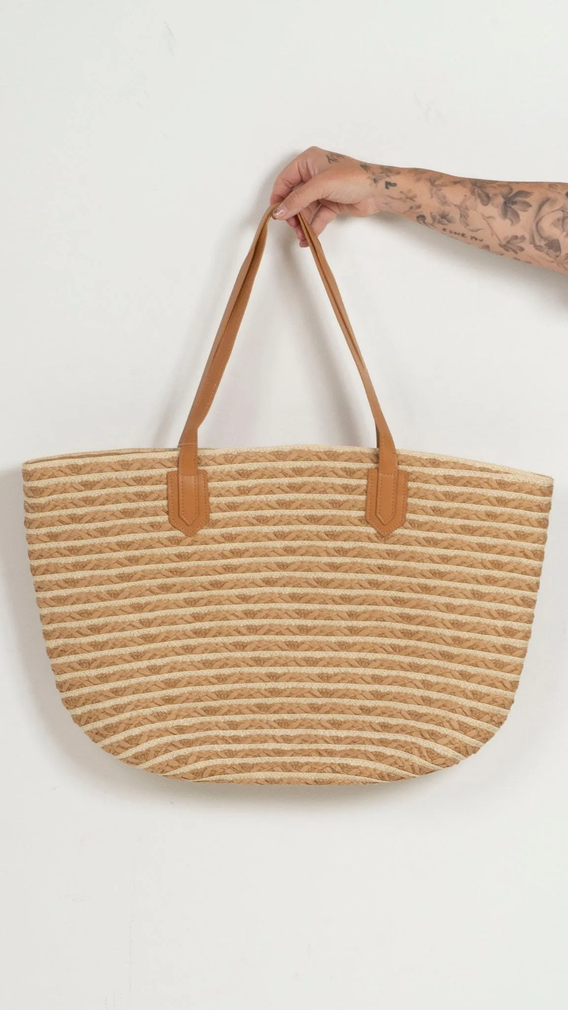 Striped Straw Tote