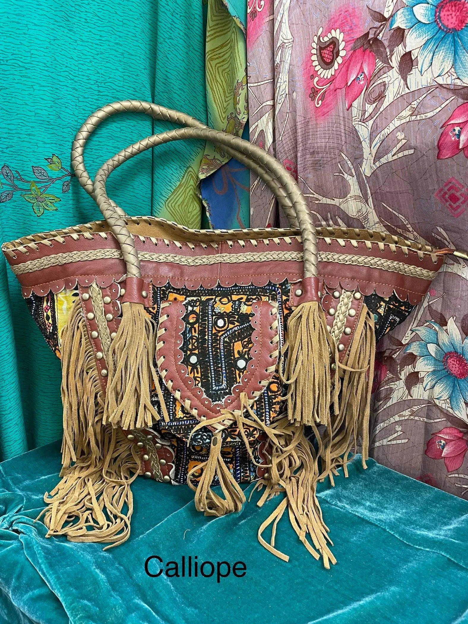 Upcycled Embroidered Market Studded Tote by Kantha Bae