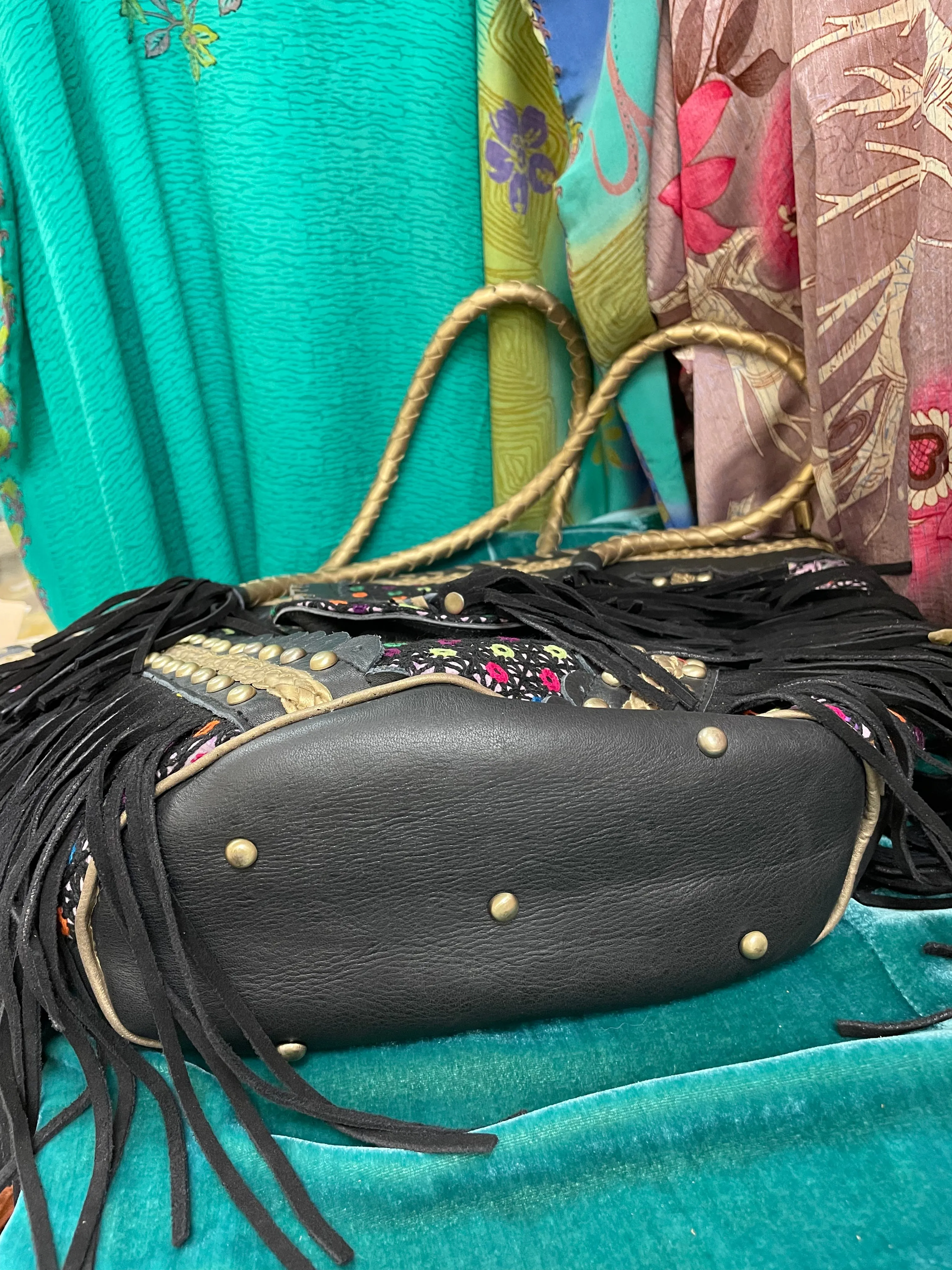 Upcycled Embroidered Market Studded Tote by Kantha Bae