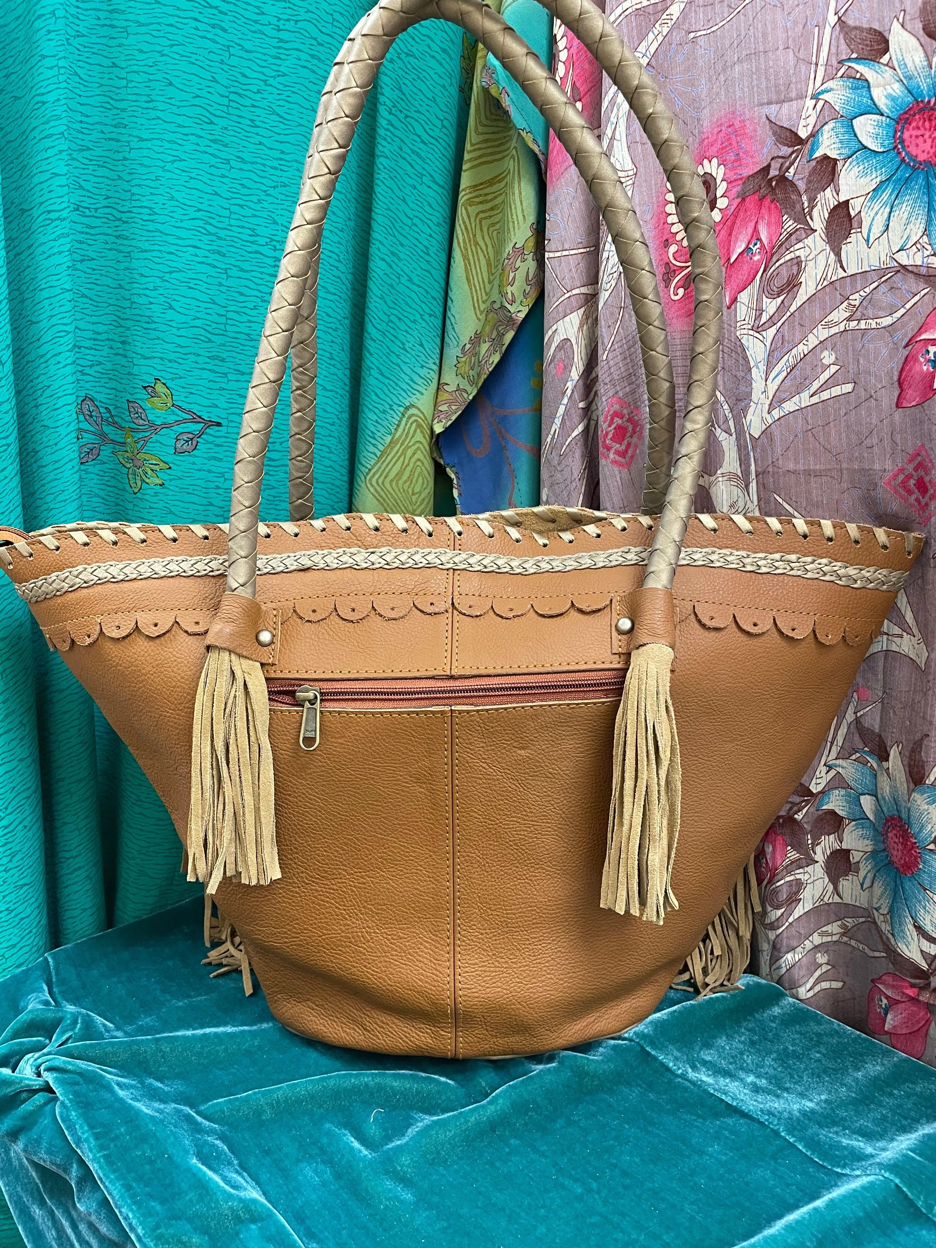 Upcycled Embroidered Market Studded Tote by Kantha Bae