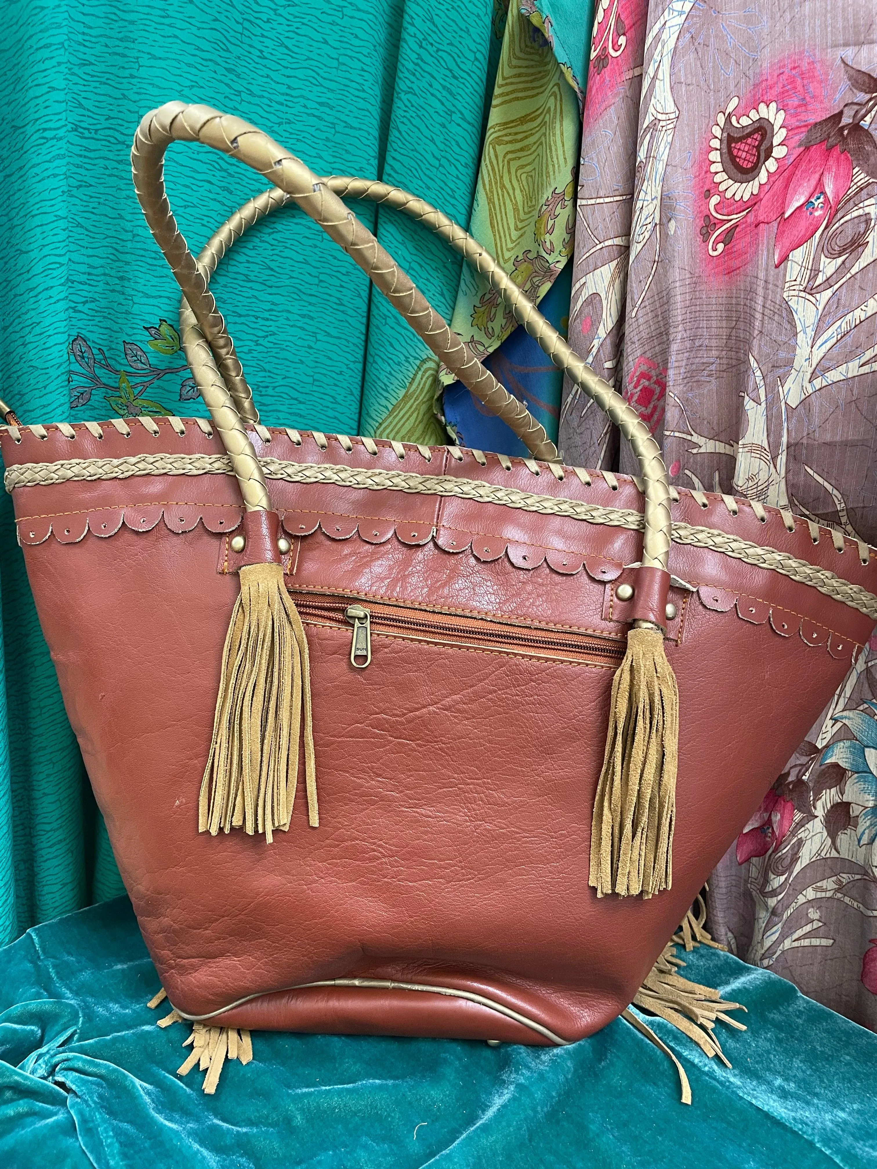 Upcycled Embroidered Market Studded Tote by Kantha Bae