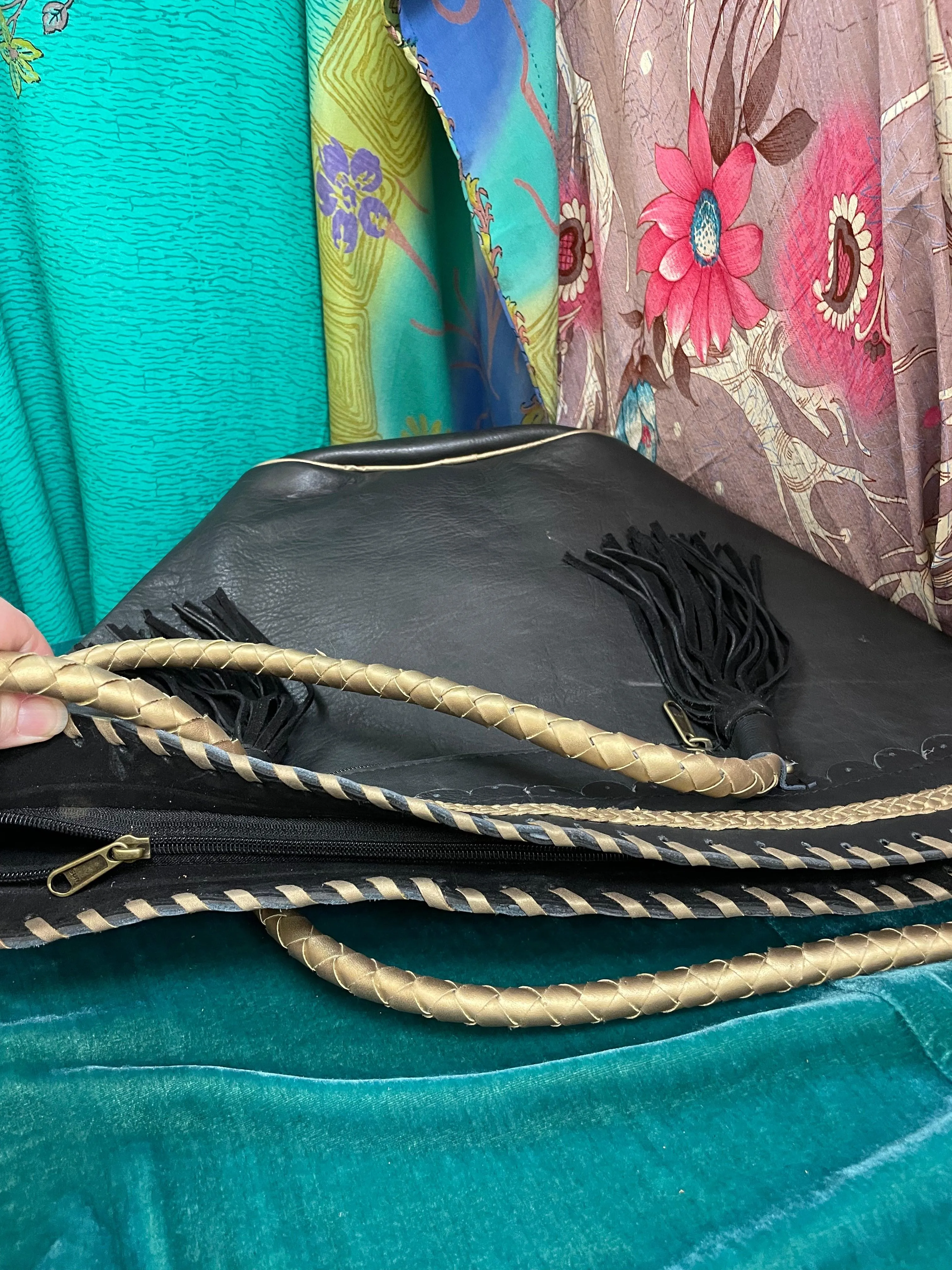 Upcycled Embroidered Market Studded Tote by Kantha Bae