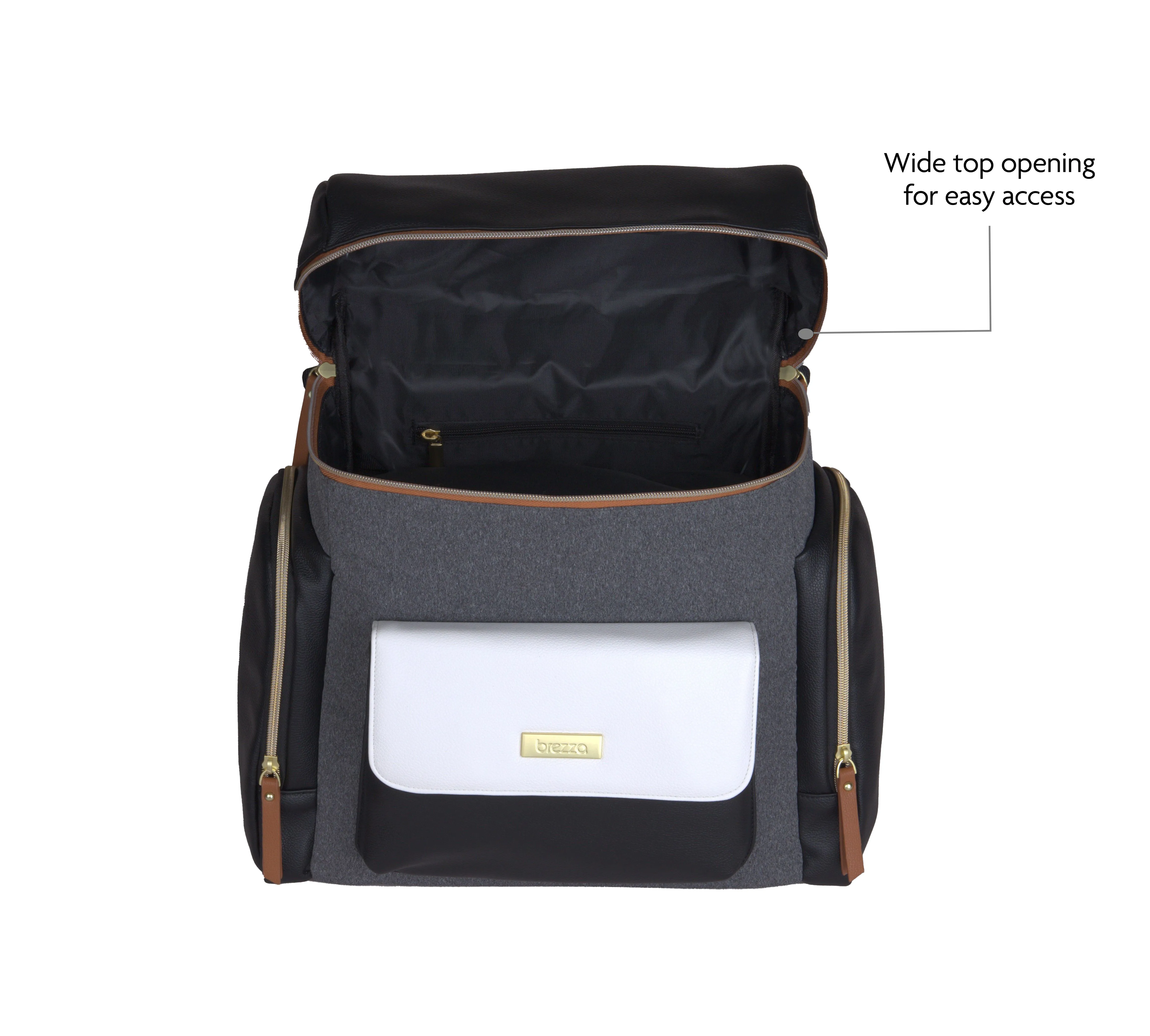 Valentina Grey & Black Stylish Baby Bag Backpack