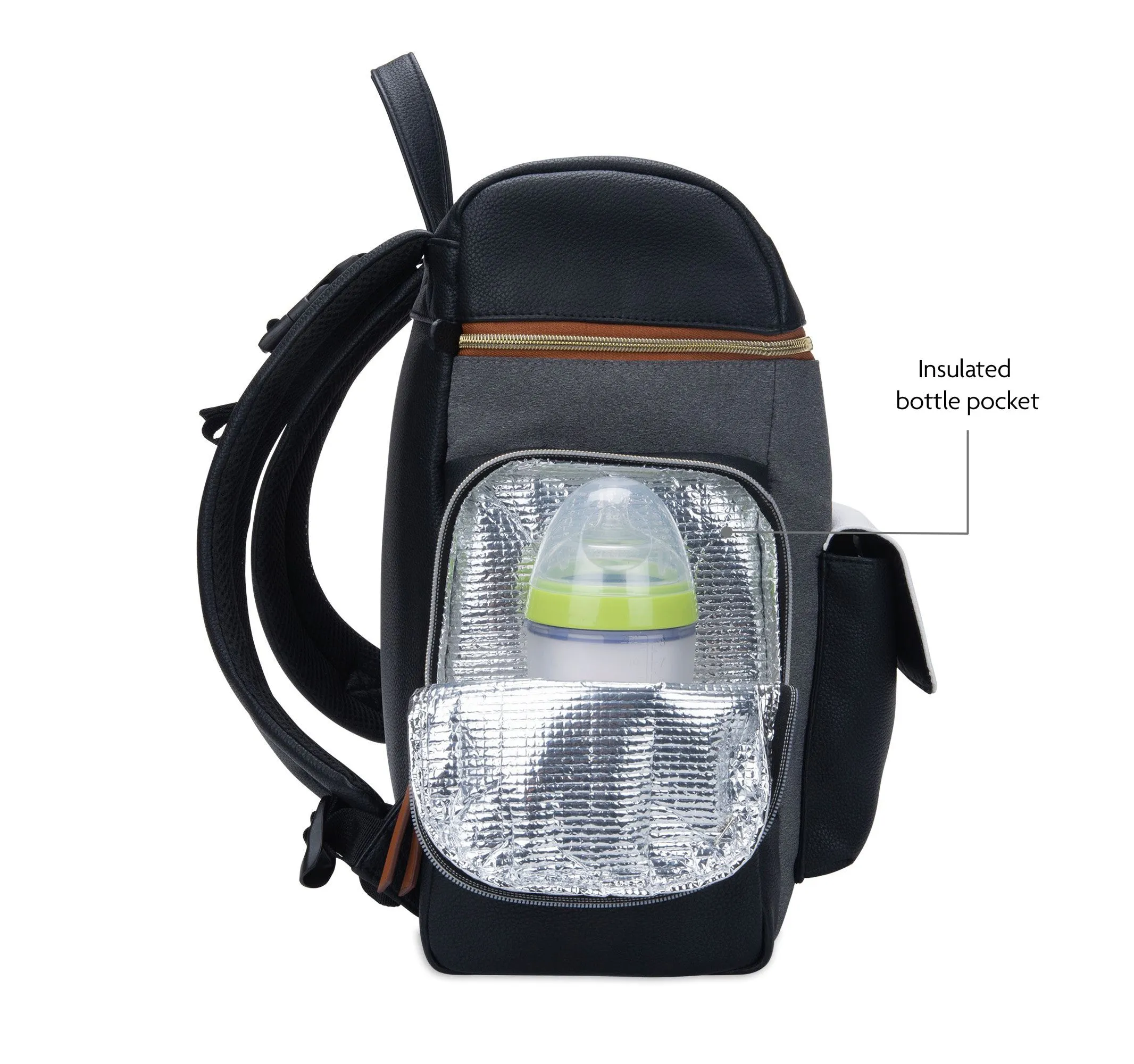 Valentina Grey & Black Stylish Baby Bag Backpack